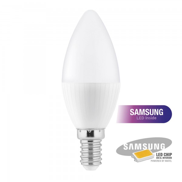 Bomb.led samsung vela e14 8w.calida (caja de 10 unidades)