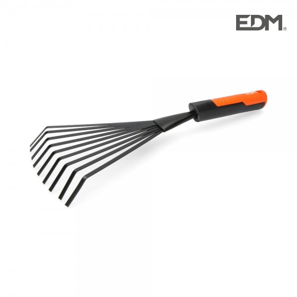 Rastrillo de jardinería color gris/naranja 38 cm