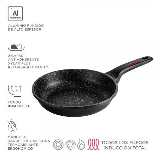 Sartén de aluminio alutherm negra ø24 cm