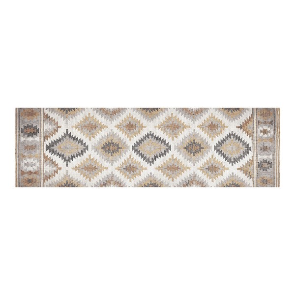 Alfombra vinílica estampada kilim grises, 60 x 200 cm