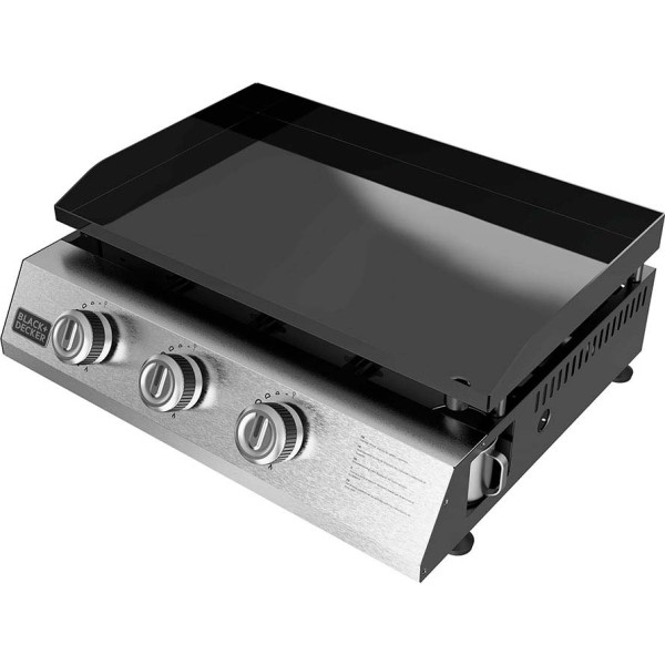 Plancha de gas bxop7350e con 3 quemadores, 58 x 36 cm